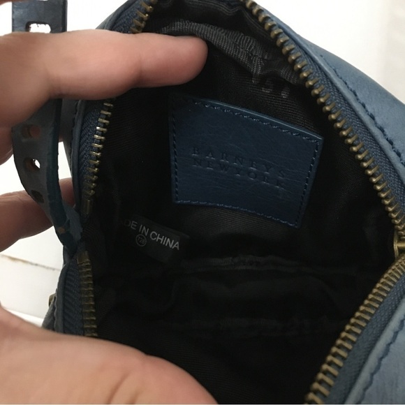 Barneys New York Blue Leather Studded Camera Bag Crossbody - Picture 6 of 11